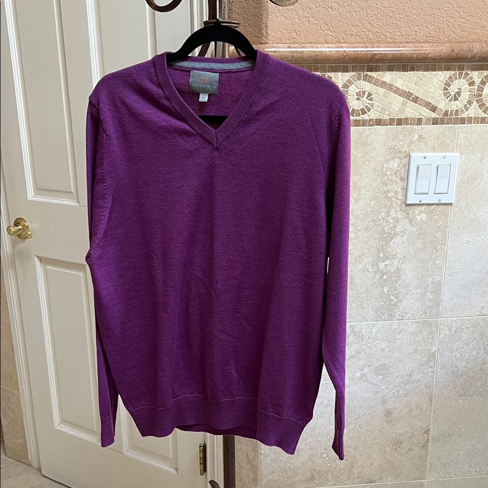 Thomas Dean Purple V-Neck Sweater